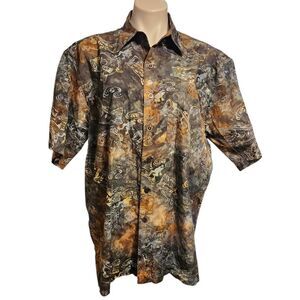 Johari West natural leisure wear fish button short sleeve shirt Large